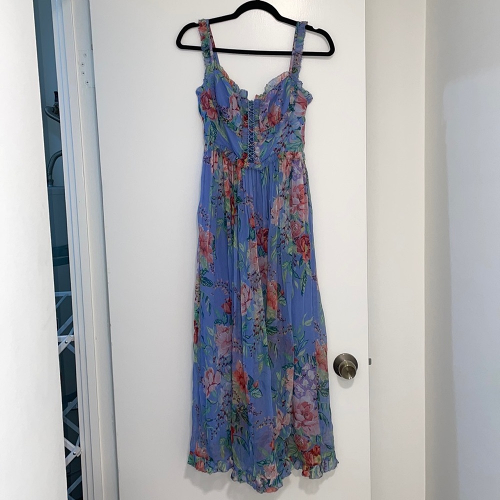 Zimmerman Bellitude Corset Cropped Floral-print Silk Georgette Jumpsuit